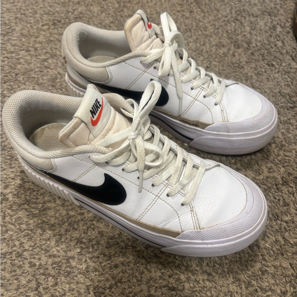 Nike Women’s White and Black & Tan Court Legacy Lift Sneakers